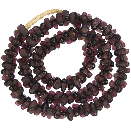 Translucent Recycled Krobo Glass Beads - African Trade Beads 22.5"
