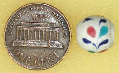 Antique White Floral Venetian Wound Glass Trade Bead - African Trade - alternate view
