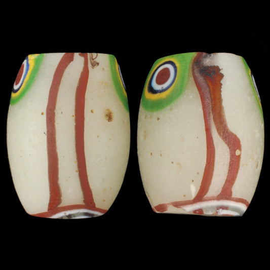 Rare Antique Oval Millefiori Mosaic Glass Trade Beads - African Trade