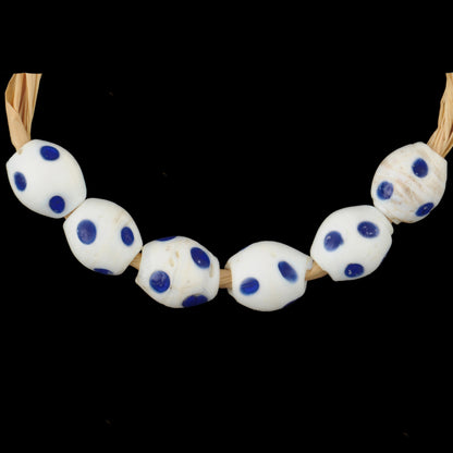 Antique Venetian Skunk Fancy Wound Glass Trade Beads - 6X7Mm