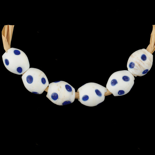 Antique Venetian Skunk Fancy Wound Glass Trade Beads - 6X7Mm