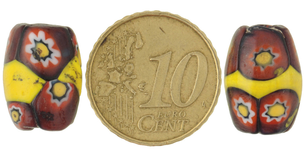 Rare Antique Banded Oval Millefiori Mosaic Glass Trade Beads, African Trade - alternate view