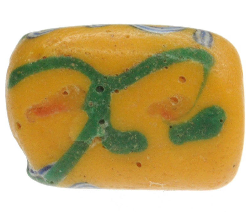 Rare Triangular Antique Venetian Fancy Wound Glass African Trade Bead - zoomed-in detail