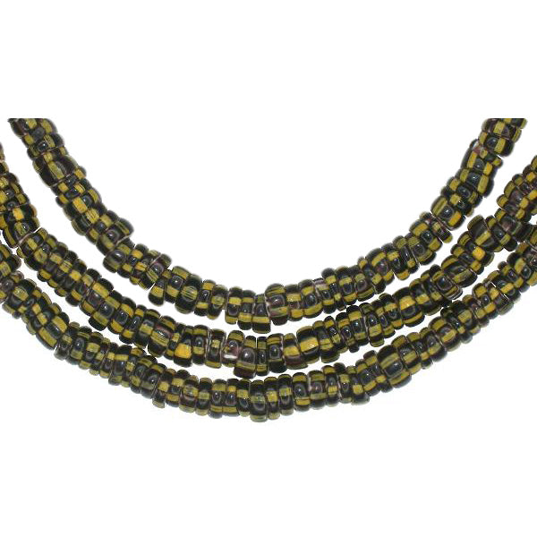 Antique Yellow Jacket Chevron Beads - 4-Layer Venetian Strand
