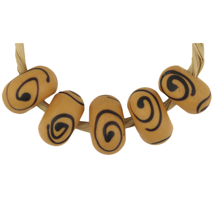 Rare Large Yellow Venetian Lampwork Glass Trade Beads - Late 1800S