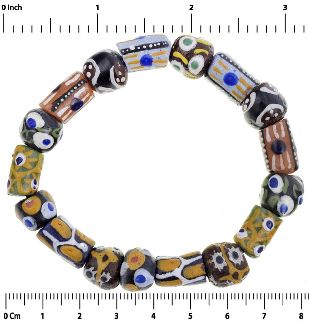 Handmade Beaded Bracelet - Krobo Glass Beads From Ghana - zoomed-in detail