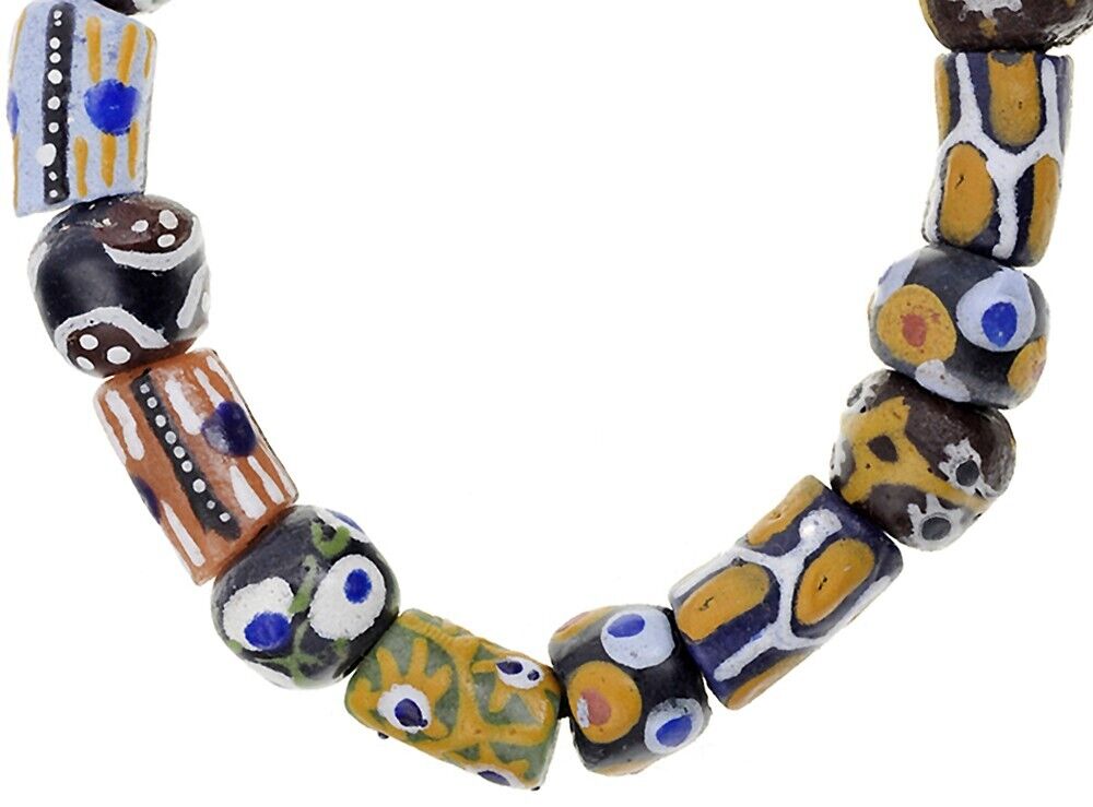 Handmade Beaded Bracelet - Krobo Glass Beads From Ghana - close-up