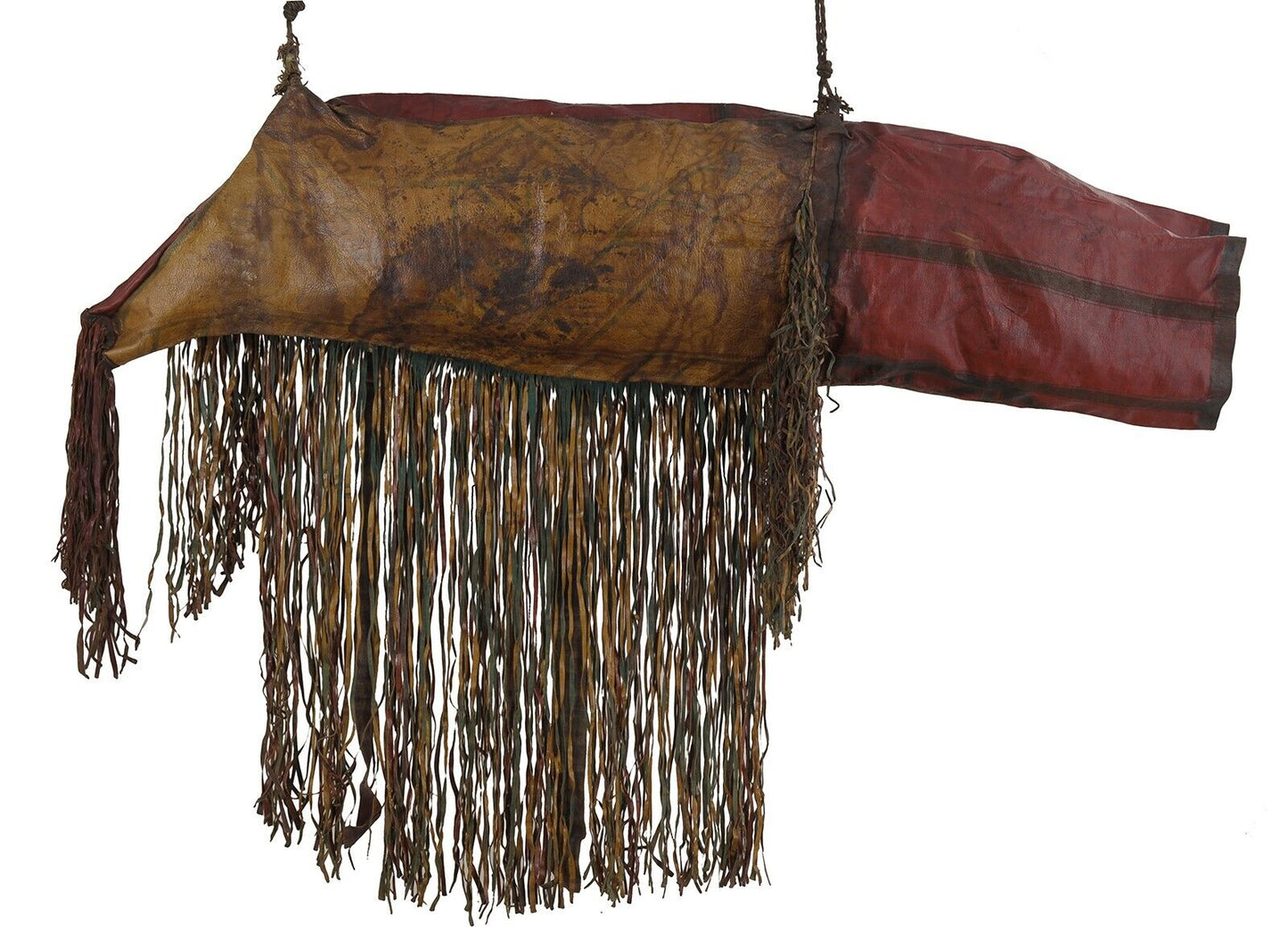 Tuareg Leather Camel Saddle Bag African Niger Mali - zoomed-in detail