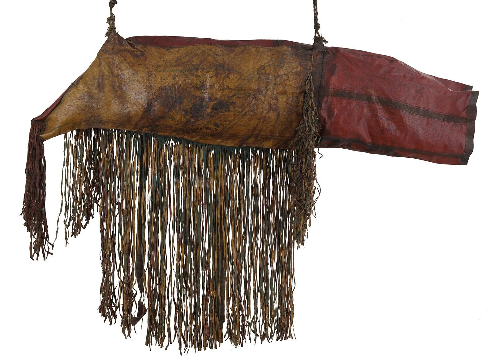 Tuareg Leather Camel Saddle Bag African Niger Mali - zoomed-in detail