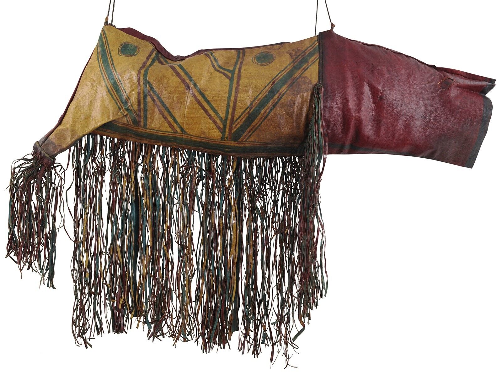 African Tuareg Camel Bag Old Leather Sahara Niger Mali - zoomed-in detail