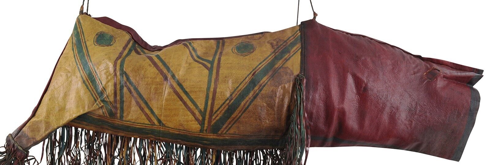African Tuareg Camel Bag Old Leather Sahara Niger Mali - angled shot