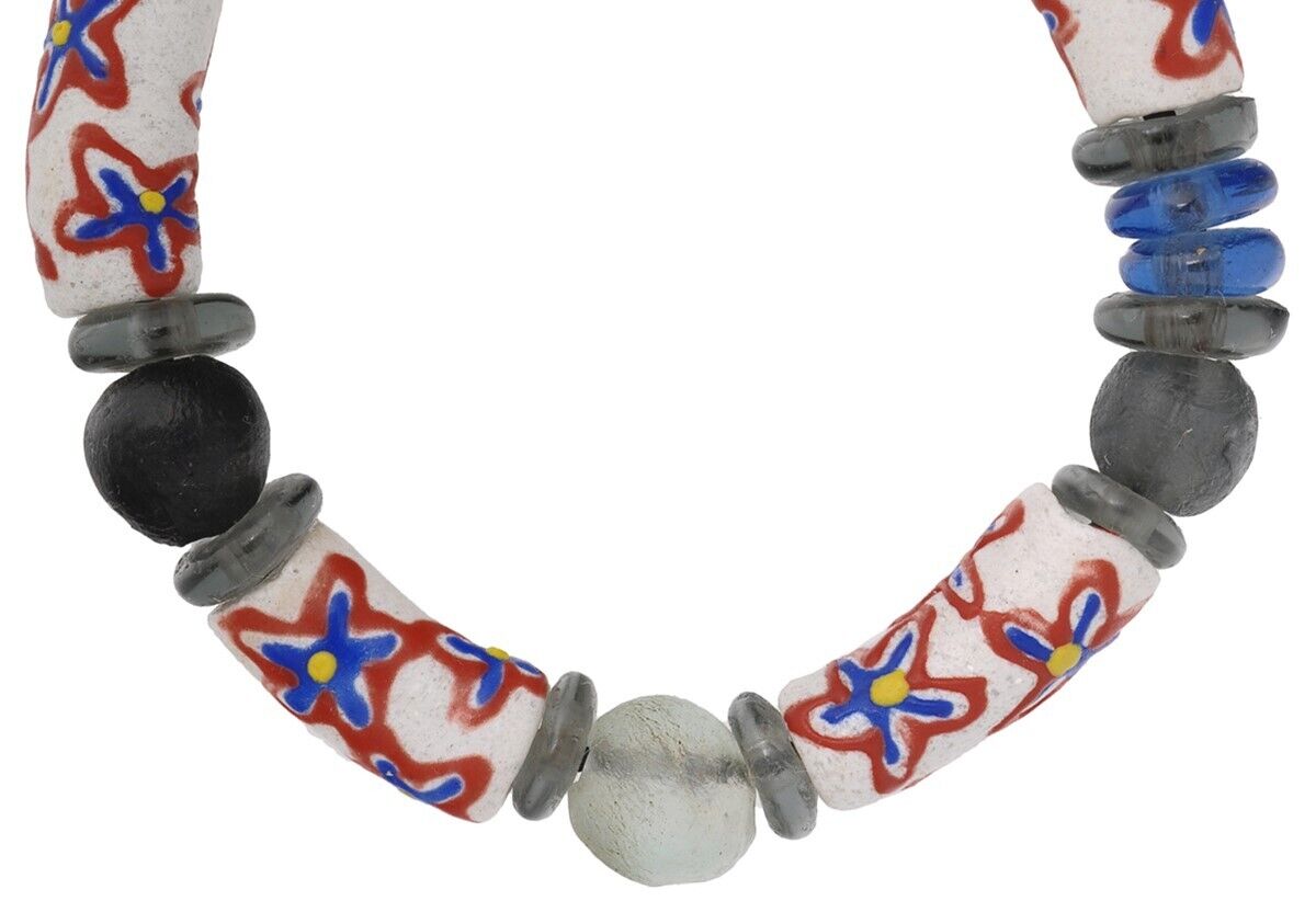 African Glass Trade Bead Bracelet - Handmade In Ghana - close-up