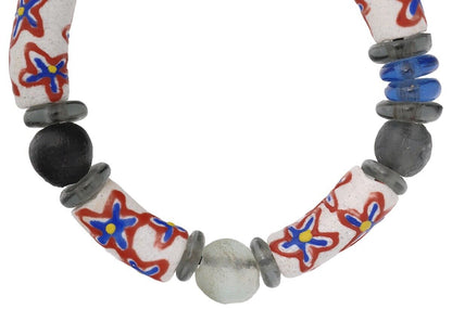 African Glass Trade Bead Bracelet - Handmade In Ghana - close-up