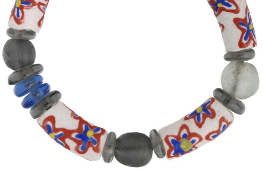 African Glass Trade Bead Bracelet - Handmade In Ghana - alternate view