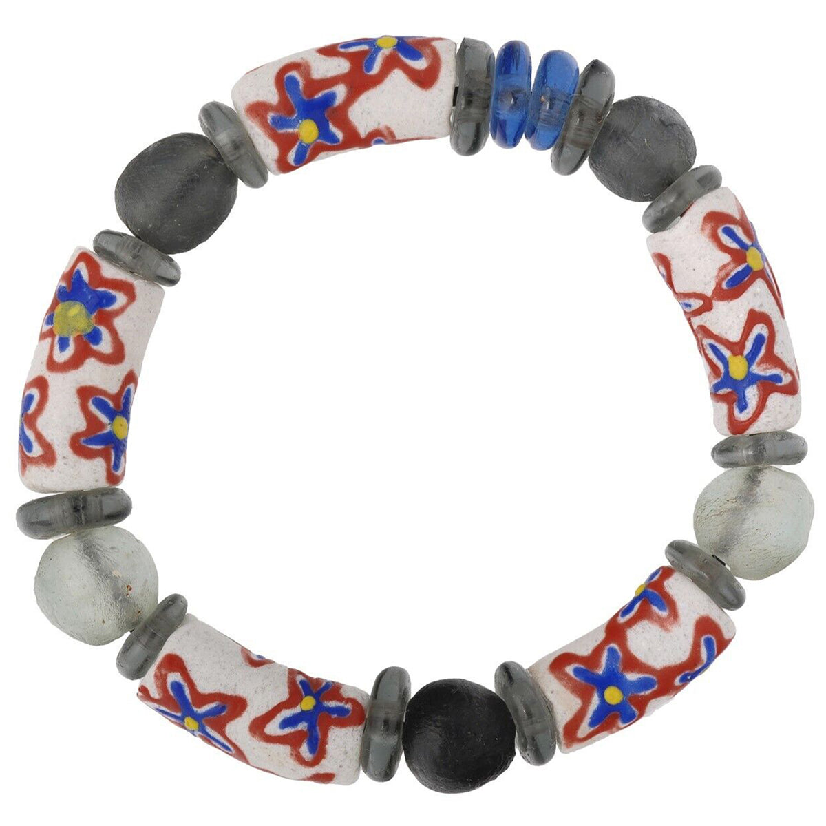 African Glass Trade Bead Bracelet - Handmade In Ghana