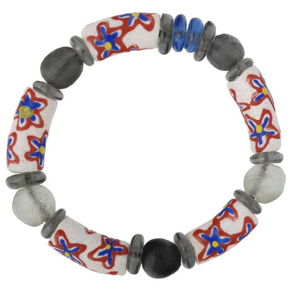 African Glass Trade Bead Bracelet - Handmade In Ghana