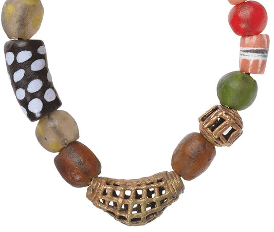 Handmade Beaded Bracelet - Glass & Brass Beads From Ghana - alternate view