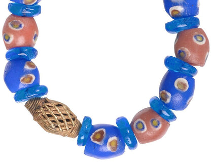 Handmade Beaded Bracelet - African Glass & Brass Beads - alternate view