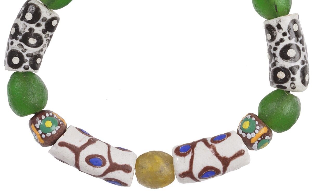 Handmade Beaded Bracelet - Brass & Glass Beads From Ghana - alternate view