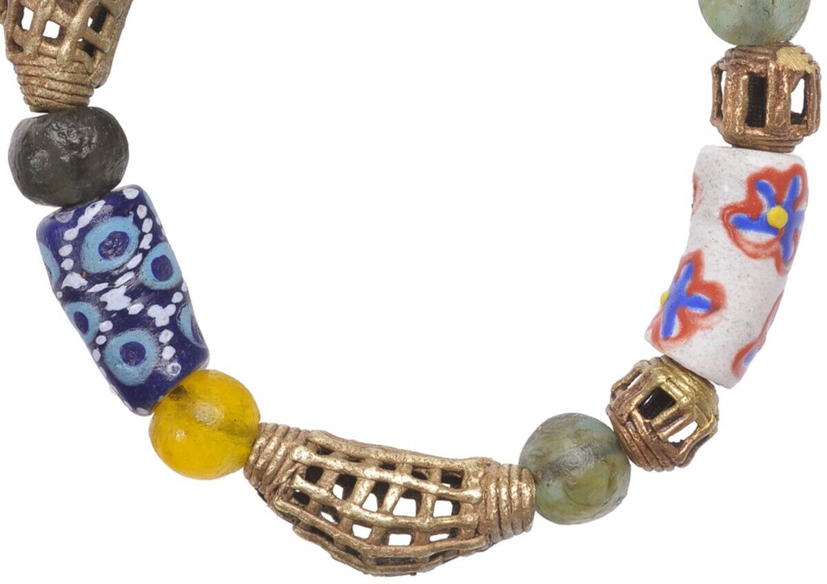 Handmade Beaded Bracelet - Glass & Brass Beads From Ghana - product focus