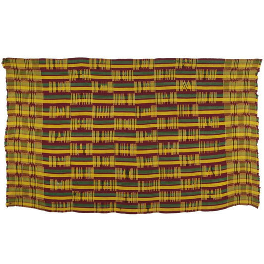 Ashanti Kente Hand Woven Cloth Asante African Akan Home Decoration Textile Ghana - cropped detail
