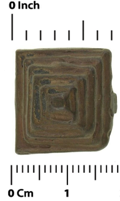Antique Gold Weight African Ghana Coast Ashanti Akan Brass Bronze Pyramid - angled shot
