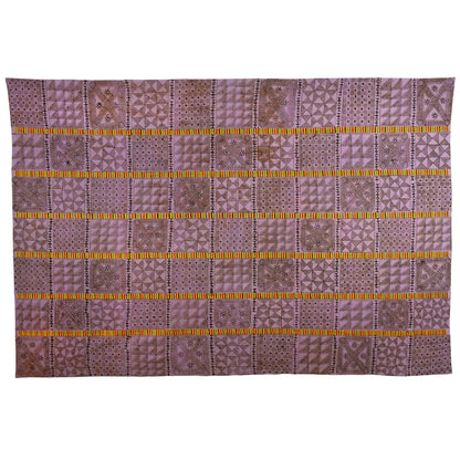 Hand Stamped Adinkra Cloth “Man” Size Vintage 1960s 132½″×90″