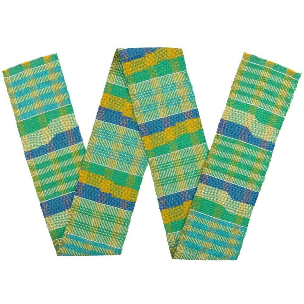 Authentic Handwoven Kente Scarf - Ghanaian Kente Stole - cropped detail