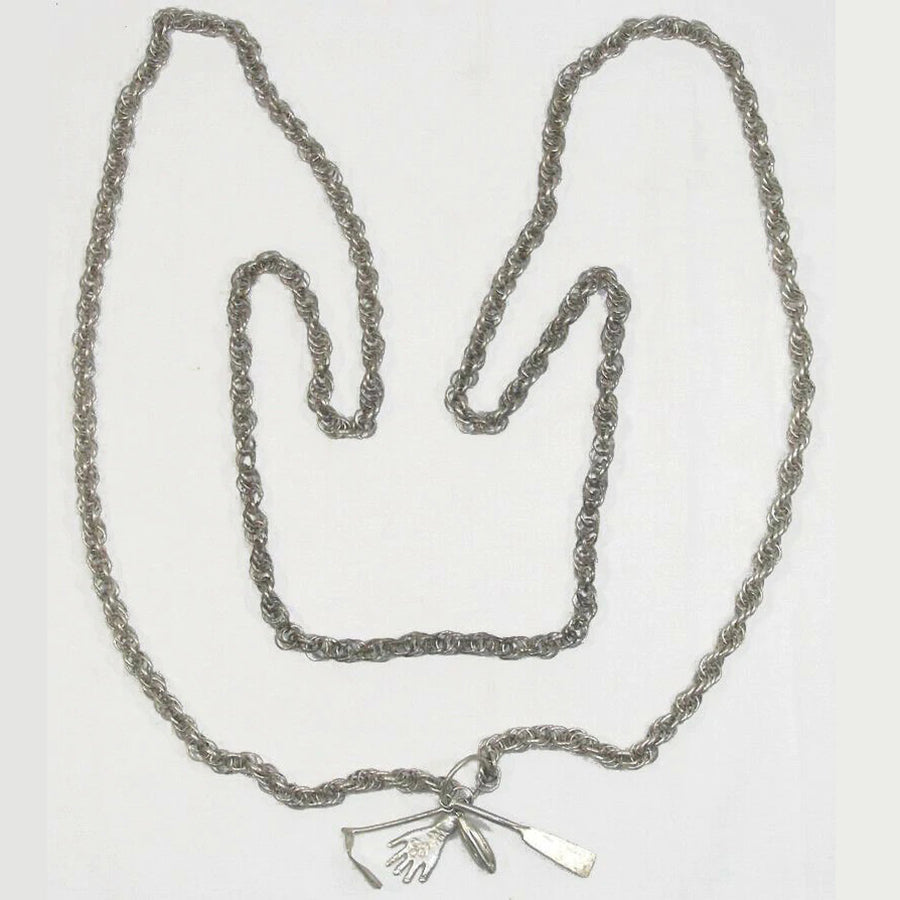 Old African Silver Suman Ghana Ashanti Handmade Boho Art Necklace Charms Jewelry