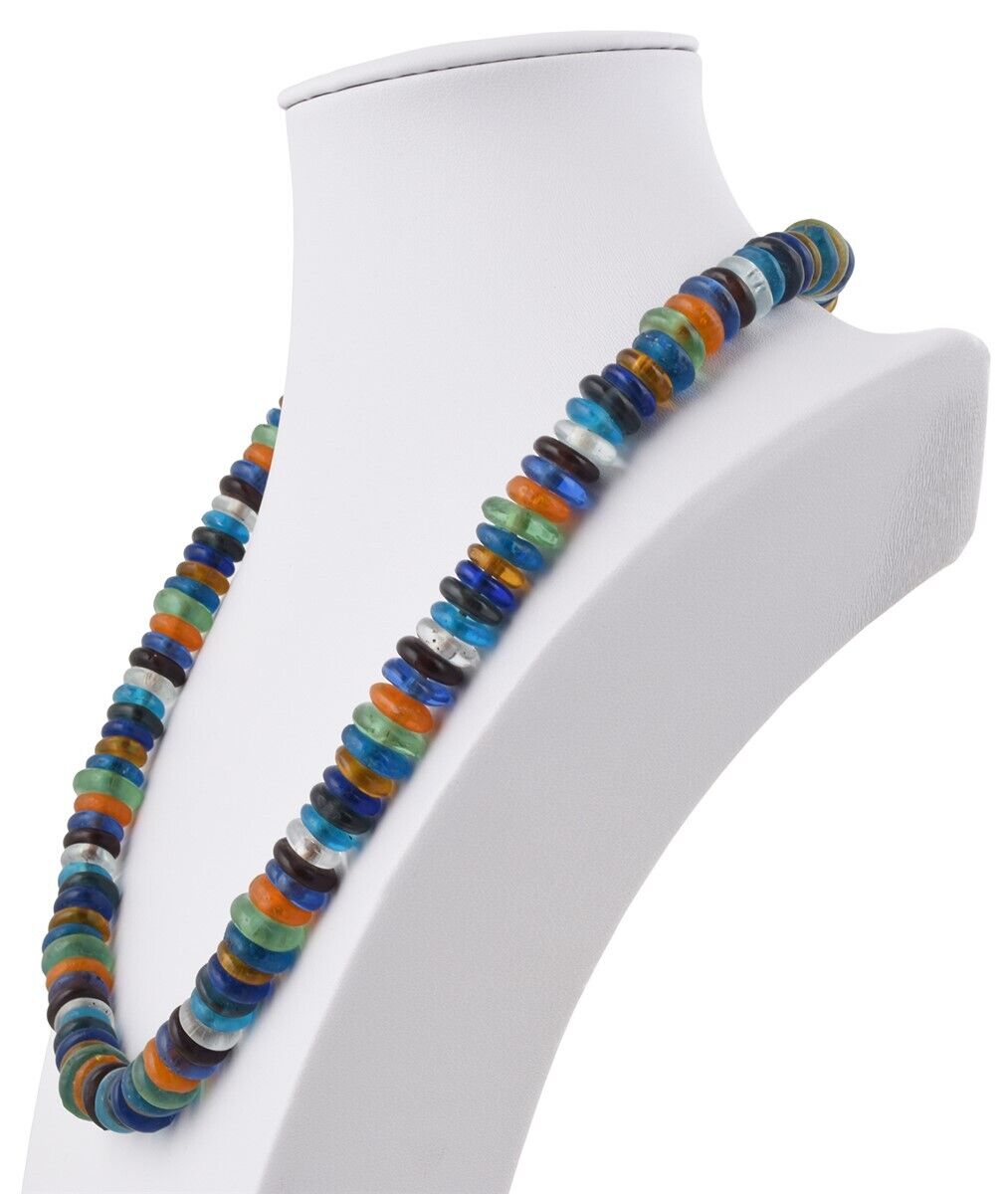Handmade Multicolor Beaded Glass Necklace With Trade Beads - close-up
