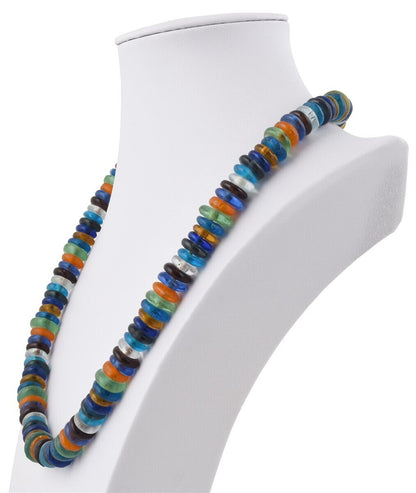 Handmade Multicolor Beaded Glass Necklace With Trade Beads - close-up