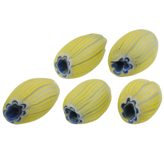 Yellow Onion Skin Chevron Beads | 5 Layer Antique Venetian Set