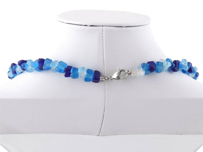 African Glass Trade Beads Handmade Necklace Jewelry Memory Wire Stainless Steel - zoomed-in detail