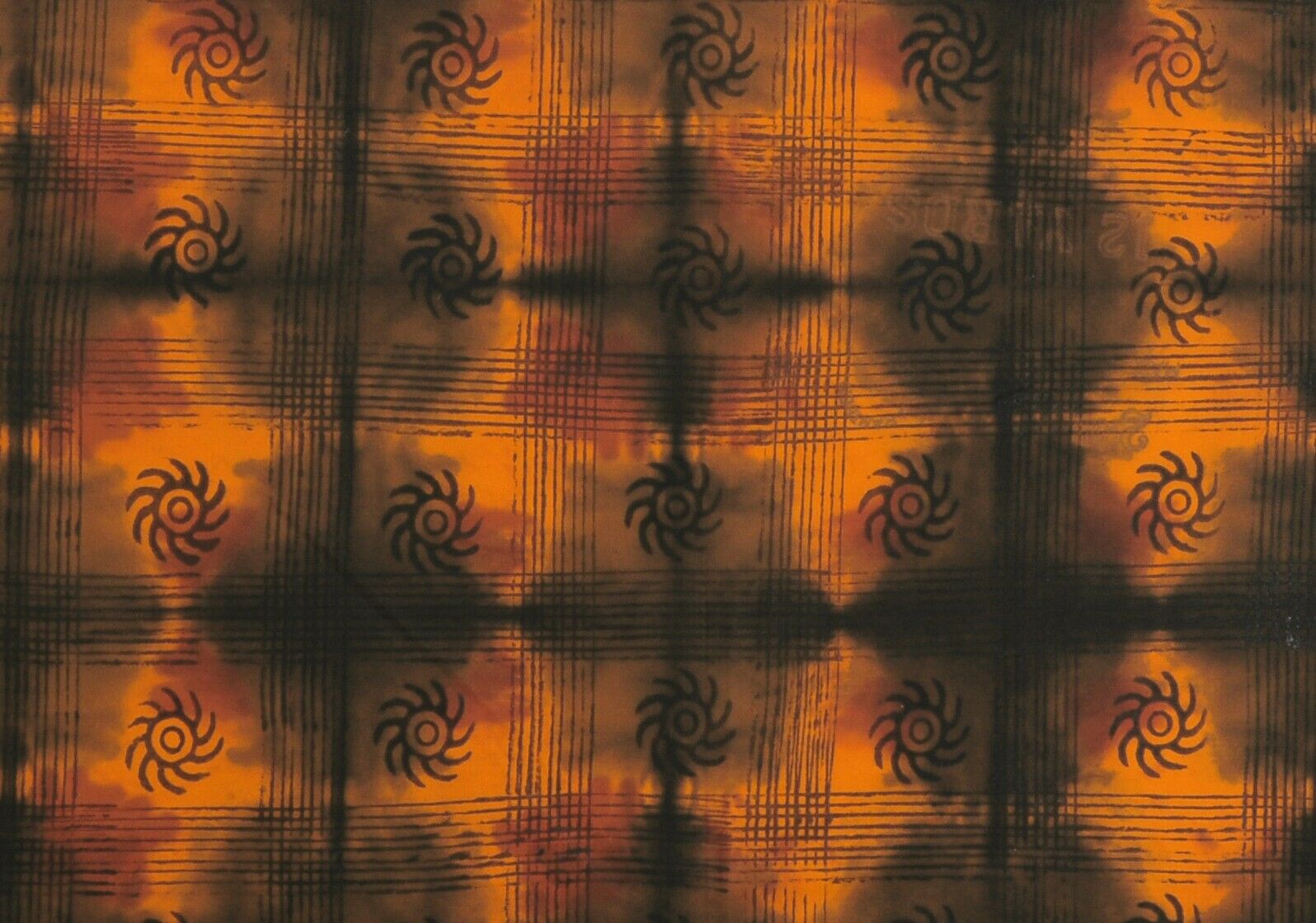 African Adinkra Ashanti Batik Tie Dye Art Kumasi Cloth Ghana Fabric Hand Stamped - alternate view