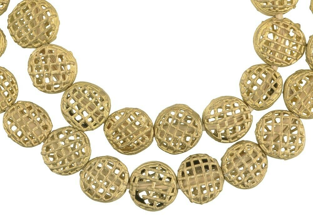 Exquisite Handcrafted Tabular Ashanti Brass Beads - Authentic Ghanaian Art - alternate view