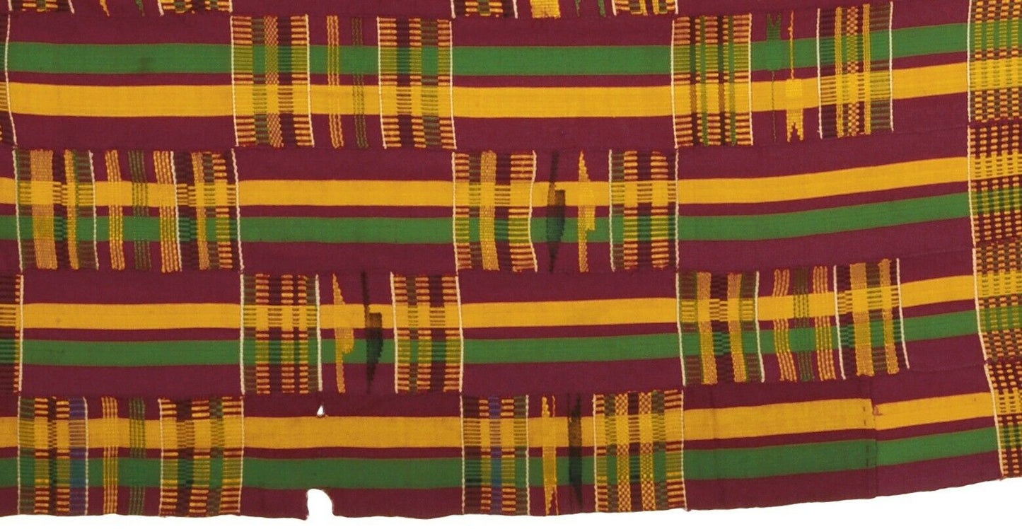Kente Cloth Handwoven African Ghana Ethnic Asante Akan Art Decoration Textile - close-up