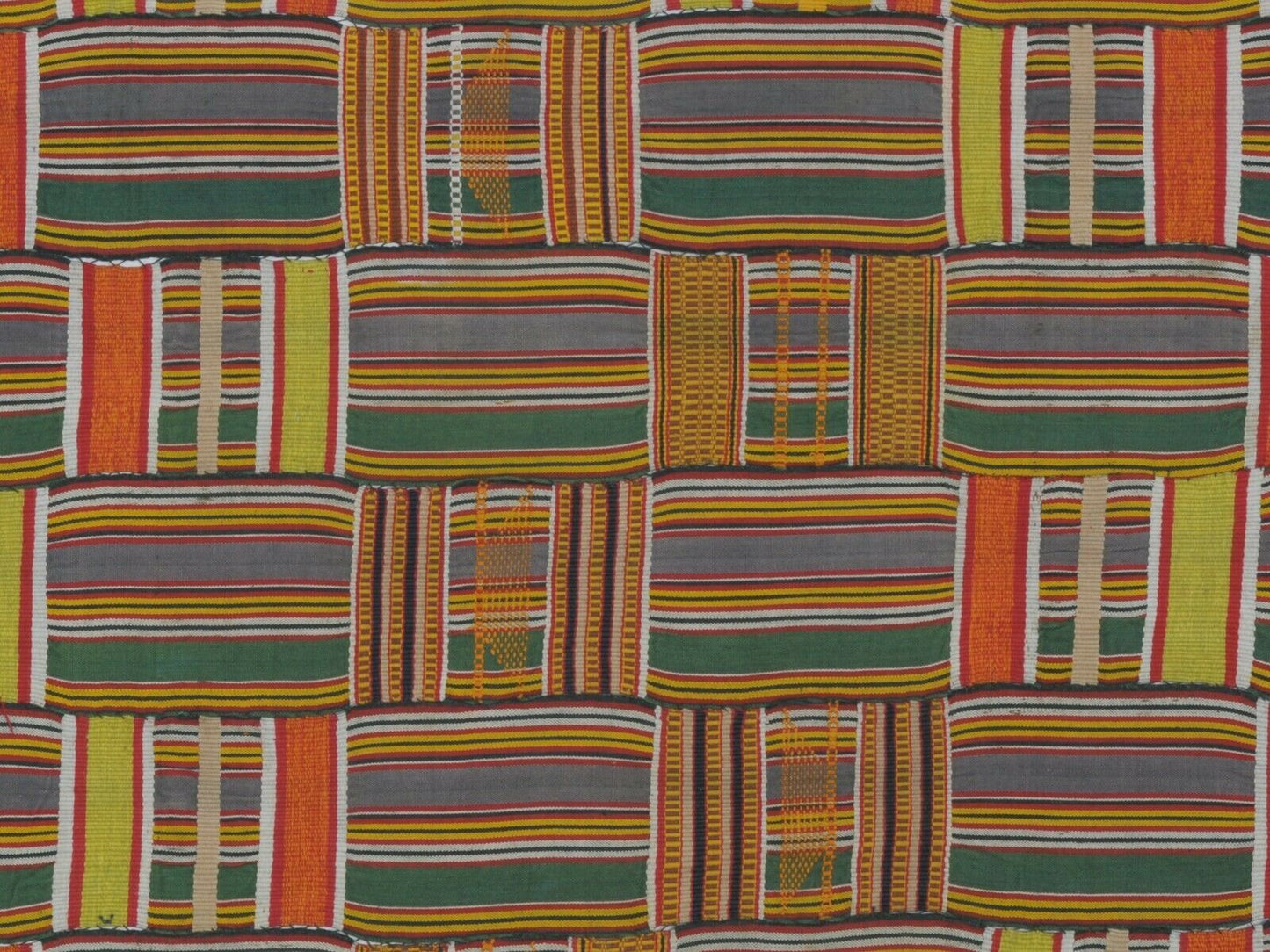 Rare Old African Kente Ewe Volta Ghana Hand Woven Cloth Textile Home Decor Art - close-up