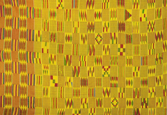 Rare Silk Handwoven Ashanti Kente Cloth – Mid‑1900s Woman Size