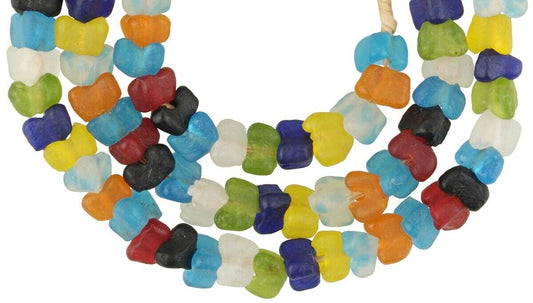 Translucent Krobo Glass Beads - 20" Strand, Handmade In Ghana - alternate view