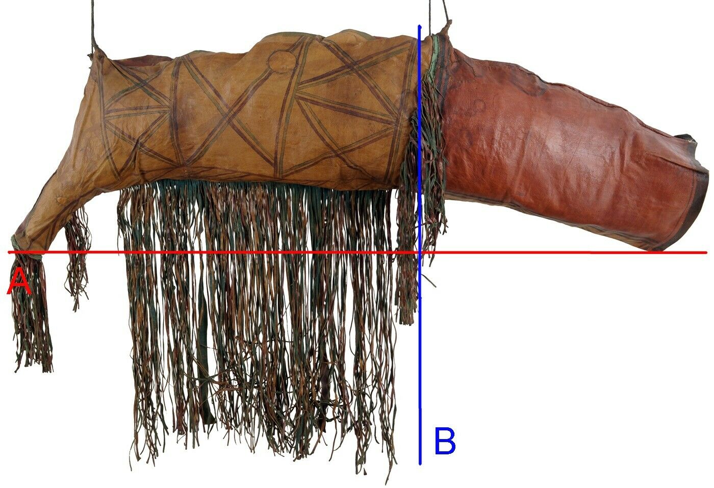Camel Saddle Bag Old African Tuareg Leather Niger Mali Sahara Bedouin - surface close-up