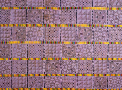 Hand Stamped Adinkra Cloth “Man” Size Vintage 1960s 132½″×90″
