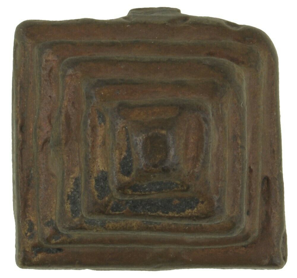 Antique Gold Weight African Ghana Coast Ashanti Akan Brass Bronze Pyramid - close-up