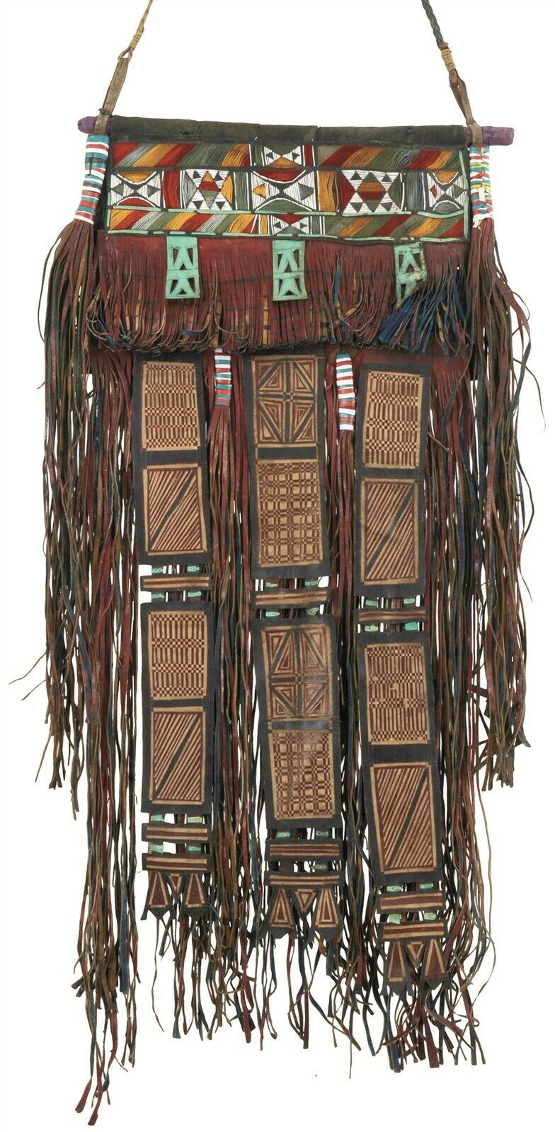 Old African Art Tuareg Leather Tent Decor Panel Mali Niger Sahara Desert Ethnic - detailed product shot