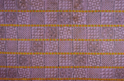 Hand Stamped Adinkra Cloth “Man” Size Vintage 1960s 132½″×90″