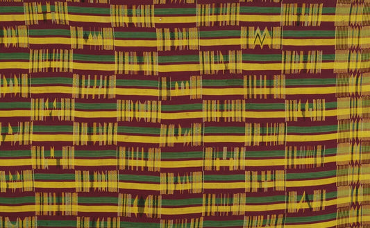 Ashanti Kente Hand Woven Cloth Asante African Akan Home Decoration Textile Ghana - partial view