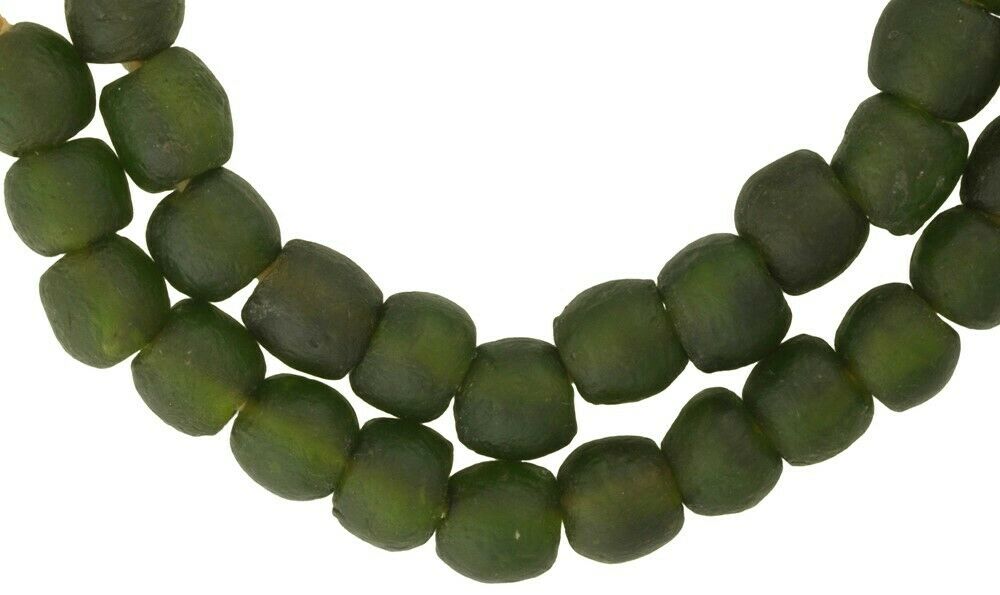 Translucent Bottle Glass Beads - Recycled African Trade Beads - close-up