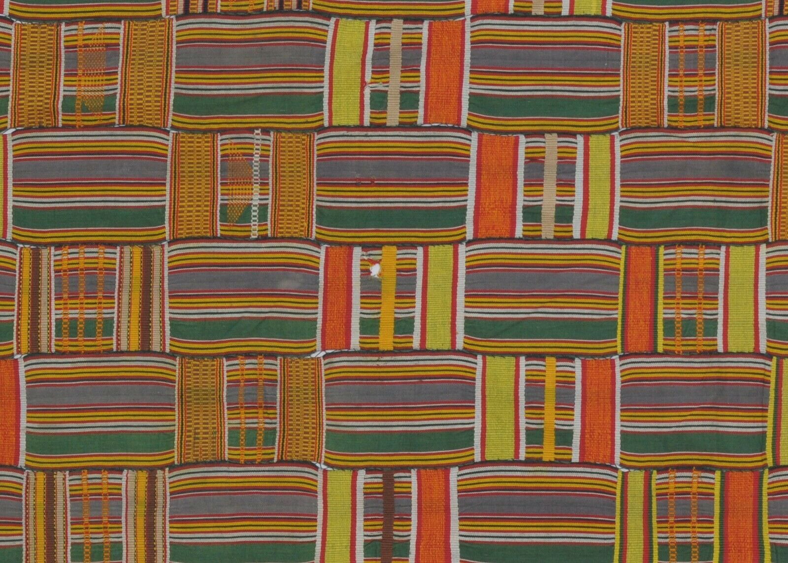 Rare Old African Kente Ewe Volta Ghana Hand Woven Cloth Textile Home Decor Art - zoomed-in detail