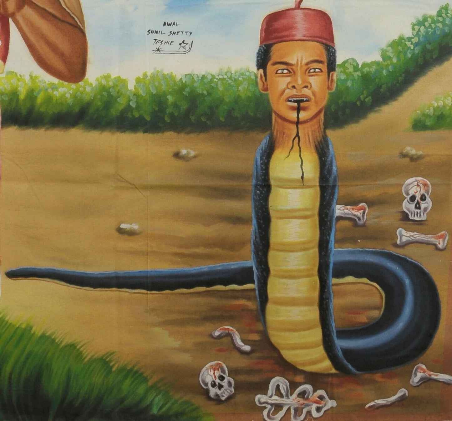 North And South Movie Poster - Hand-Painted Ghanaian Art - close-up