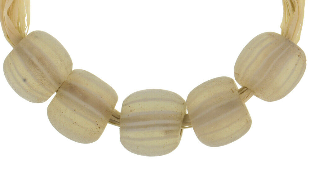 Antique Beads Gooseberry Venetian Drawn Glass Old African Trade Translucent