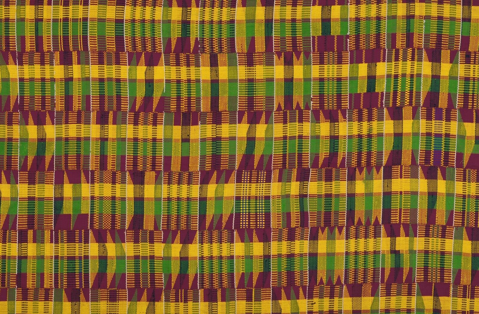 Rare Old Real Silk African Ashanti Kente Hand Woven Cloth Textile Ghana Art - alternate view